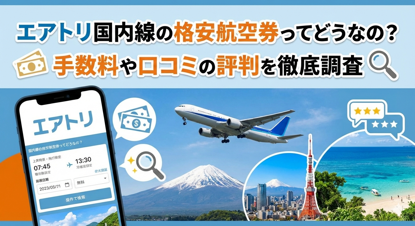 エアトリ国内線の格安航空券ってどうなの？手数料や口コミの評判を徹底調査